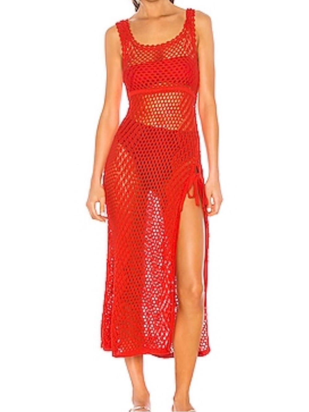 CAMILA COELHO CROCHET KNIT MAXI COVER-UP DRESS